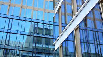 Modern building.Modern office building with facade of glass photo