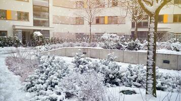 Modern European residential apartment buildings quarter. Abstract architecture, fragment of modern urban geometry. photo