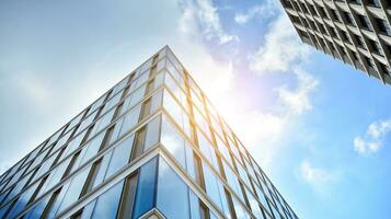 Modern building.Modern office building with facade of glass photo