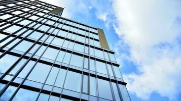 Modern building.Modern office building with facade of glass photo