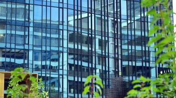 Modern building.Modern office building with facade of glass photo