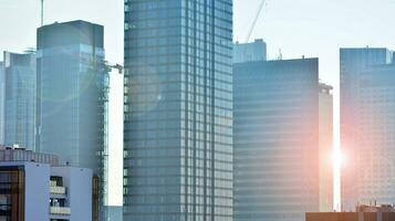 Modern building.Modern office building with facade of glass photo