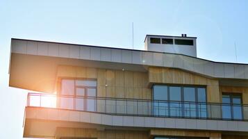 Modern European residential apartment buildings quarter. Abstract architecture, fragment of modern urban geometry. photo