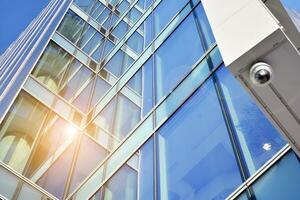 Modern building.Modern office building with facade of glass photo