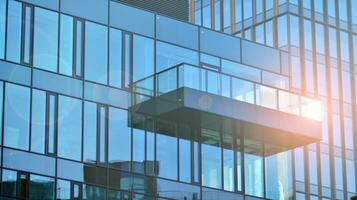 Modern building.Modern office building with facade of glass photo