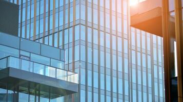 Modern building.Modern office building with facade of glass photo
