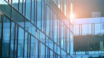 Modern building.Modern office building with facade of glass photo