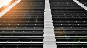 Glass modern building with blue sky background. View and architecture details. Urban abstract - windows of glass office building in  sunlight day. Black and white. photo