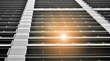 Glass modern building with blue sky background. View and architecture details. Urban abstract - windows of glass office building in  sunlight day. Black and white. photo