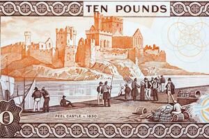 Peel Castle from  Isle of Man money photo