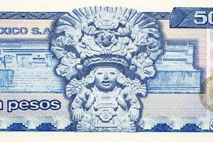 Aztec god from old Mexican money photo