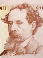 Charles Dickens a portrait from old English money photo