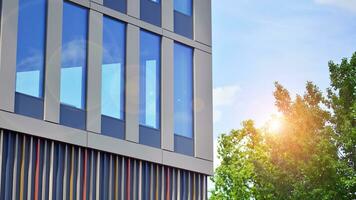 Modern building.Modern office building with facade of glass photo