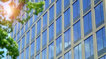 Modern building.Modern office building with facade of glass photo