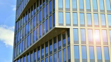 Modern building.Modern office building with facade of glass photo