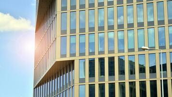 Modern building.Modern office building with facade of glass photo