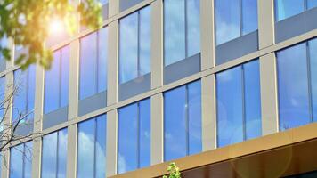 Modern building.Modern office building with facade of glass photo