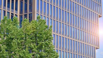 Modern building.Modern office building with facade of glass photo