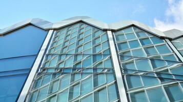 Modern building.Modern office building with facade of glass photo