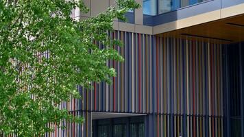 Modern building.Modern office building with facade of glass photo