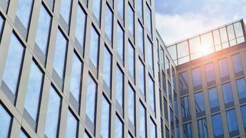 Modern building.Modern office building with facade of glass photo