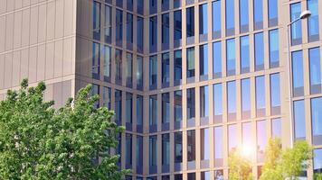 Modern building.Modern office building with facade of glass photo