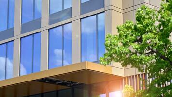 Modern building.Modern office building with facade of glass photo