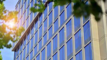 Modern building.Modern office building with facade of glass photo