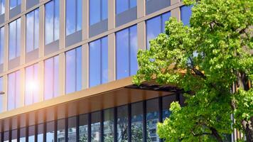 Modern building.Modern office building with facade of glass photo