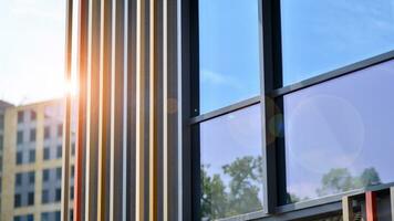 Modern building.Modern office building with facade of glass photo