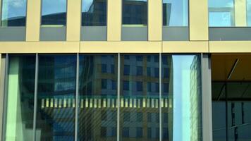 Modern building.Modern office building with facade of glass photo