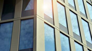 Modern building.Modern office building with facade of glass photo