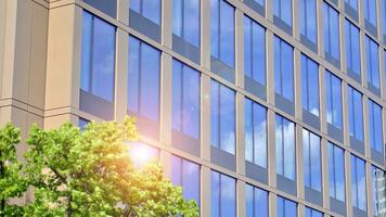 Modern building.Modern office building with facade of glass photo