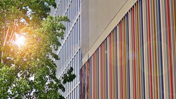 Modern building.Modern office building with facade of glass photo