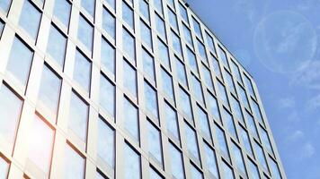 Modern building.Modern office building with facade of glass photo