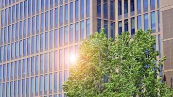Modern building.Modern office building with facade of glass photo