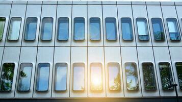 Modern building.Modern office building with facade of glass photo