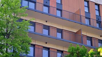 Modern European residential apartment buildings quarter. Abstract architecture, fragment of modern urban geometry. photo