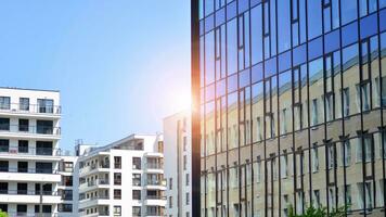 Modern European residential apartment buildings quarter. Abstract architecture, fragment of modern urban geometry. photo