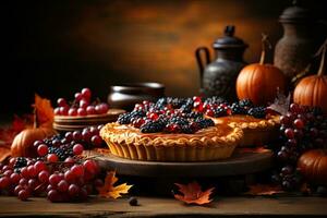 Thanksgiving pie background. Ai generative art photo