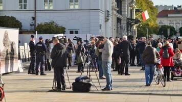 Warsaw, Poland. 24 October 2023. Manifestation of support for Prime Minister elect Donald Tusk in front of the Presidential Palace. photo