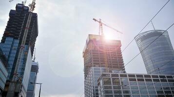 High-rise building under construction. Modern office building. photo