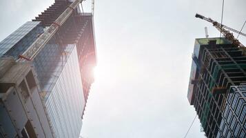 High-rise building under construction. Modern office building. photo