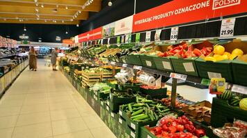 Warsaw, Poland. 12 July 2023. Inside supermarket Lidl.. photo