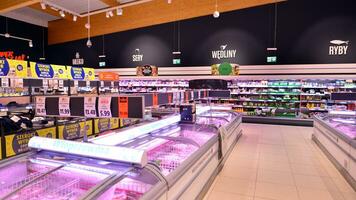 Warsaw, Poland. 12 July 2023. Inside supermarket Lidl.. photo