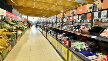 Warsaw, Poland. 12 July 2023. Inside supermarket Lidl.. photo