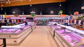 Warsaw, Poland. 12 July 2023. Inside supermarket Lidl.. photo