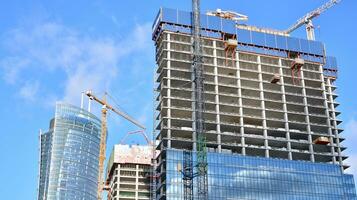 High-rise building under construction. Modern office building. photo