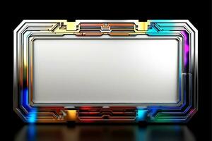 Abstract high tech black border, futuristic technology background, Generative AI photo