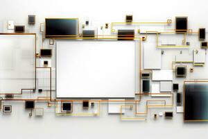 Abstract high tech white border, futuristic technology background, Generative AI photo